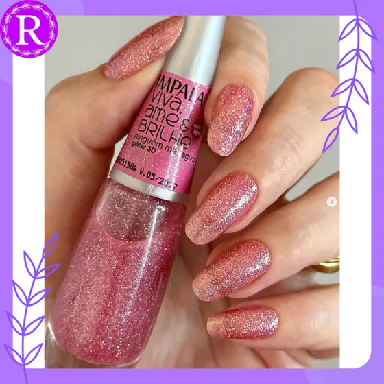 Esmalte Impala Ninguém Me Segura Coleção Viva, Ame, Brilhe Glitter 3D 7,5ml Hipoalergênico Vegano.