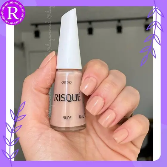 Esmalte Risqué Nude Cremoso 8ml Hipoalergênico - nude, nude claro.