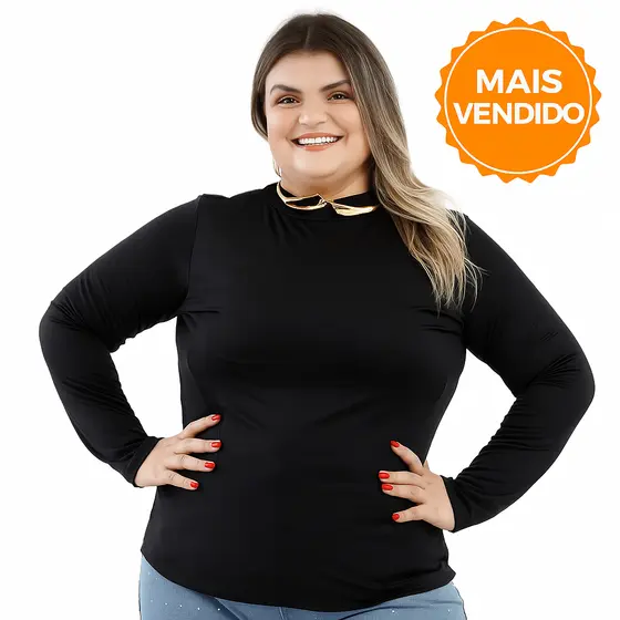 Blusa Térmica Flanelada Feminina Plus Size Gola Alta Peluciada segunda pele quentinha inverno para o frio 510A