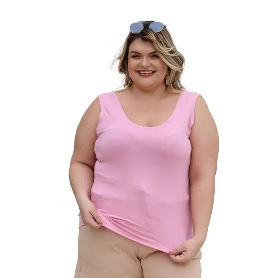 Regata Feminina Alça Larga De Viscolycra Fresquinha Para O Verão Plus Size 2005.1A