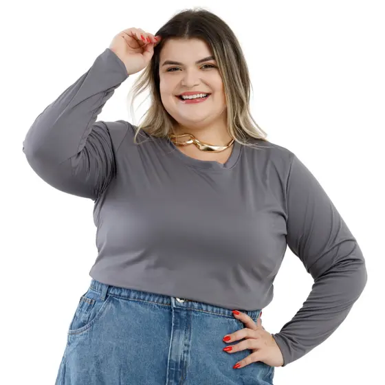Blusa Térmica Feminina Plus Quentinha Para O Inverno Peluciada Por Dentro Tendência Especial 503A