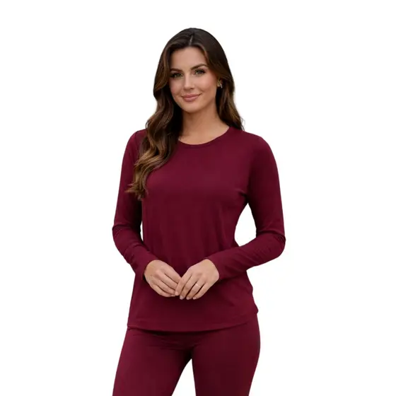 Térmica Feminina Gola Redonda Peluciada Interna Manga Longa Inverno Segunda Pele Confortável e Quente 603.C4