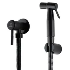 Ducha Higiênica Banheiro Bidê Chuveirinho Intimo Completa 1/4 Volta Preto Fosco Metal