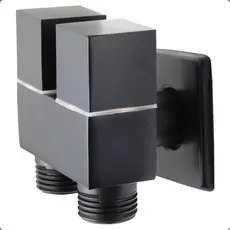 Registro Duplo 1/2 Duas Saídas Máquina De Lavar Ducha Higiênica Metal Preto Fosco Luxo