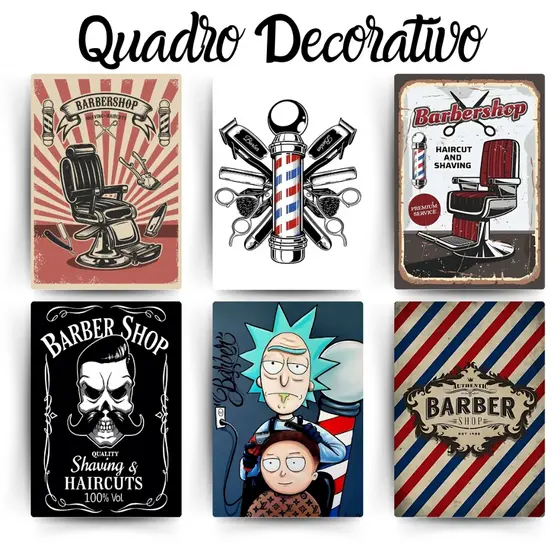 Quadro Decorativo Barbearia Decoração Salão Barbeiro Corte de Cabelo Homens Barbershop Placa MDF