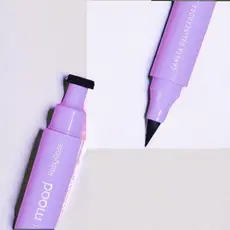 Caneta Delineadora 2x1 Mood Ponta Fina Carimbo Preto Alta Pigmentação Resistente a Água HB519