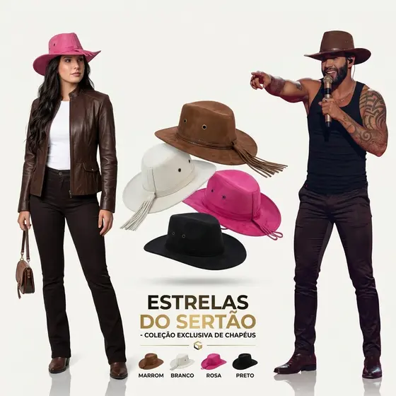 Chapéu Country Infantil E Adulto Cowboy Boiadeiro(a) Aba Larga Camurça Unissex Estilo Australiano