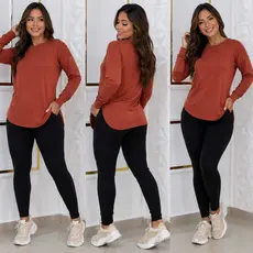 Blusa Lanzinha Gola Redonda Com Punho