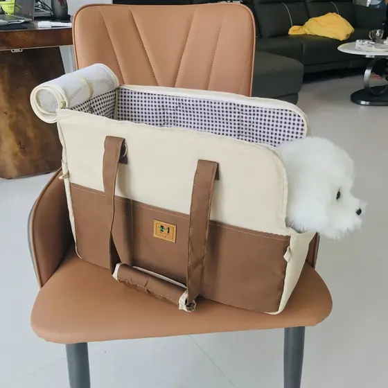 Assento De Carro Para Animais De Estimação , Bolsa Portátil Gatos Cães Ao Ar Livre De Ombro Respirável Mochila De Lona C