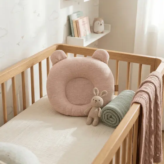 Travesseiro Para Bebê Anatômico Linho 100% Algodão Rosê Batistela Baby