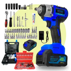 Kit Parafusadeira Chave De Impacto Furadeira E Chave Catraca com 46 peças Soquete