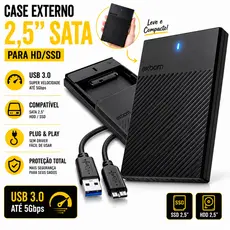 Case Externo Gaveta Hd Sata 2.5 Notebook Slim Usb 3.0 5 Gbps PS4 XBOX Alta Performance