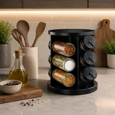 Porta Condimentos Redondo Giratório 9 Potes 85ml Dosador | Organizador Temperos Cozinha Compacto