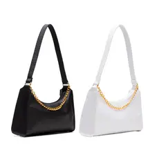 Kit Bolsas Femininas 2 Baguetes Lisas Pequenas Correntes de Ombro e de Mão