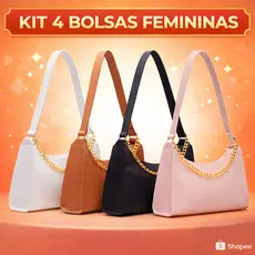 KIT BOLSAS FEMININAS 4 BAGUETES LISAS PEQUENAS CORRENTES DE OMBRO E DE MÃO PEQUENAS MEIA LUA CORES!!