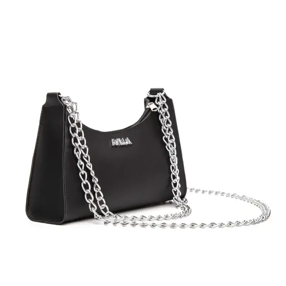 Bolsa Feminina Crossbody Corrente Dupla Transversal Tiracolo Elegante Preta