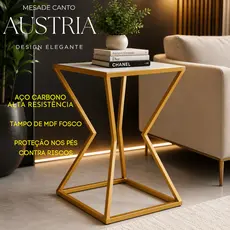 Mesa de Canto Industrial Austria Aço Carbono Com Design Moderno - Dourado/Branco e Cobre-Rose/Branco Dourado/Vulcano