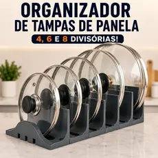 Organizador Para Tampas de Panela Vidro Aluminio | Divisorias Para 4, 6 e 8 Tampas | Armarios Organizado Sempre
