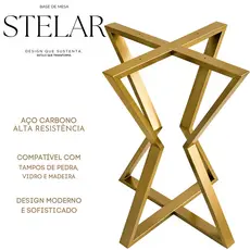 Base de Mesa Stelar para Tampo Vidro, Madeira e Pedra | Industrial Aço Carbono - Diversas Cores