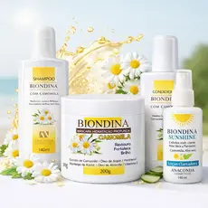 Kit Completo Biondina Camomila Shampoo 140ml + Condicionador 140ml + Máscara 200g - Hidratação, Brilho