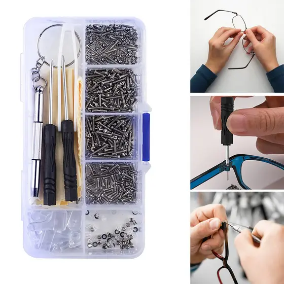 Kit Sortido De Parafusos Minúsculos Para Relógio , Porcas , Almofadas Nariz De Óculos , Conjuntos , Ferramenta De Reparo