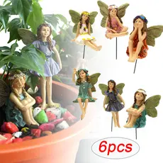 6 Pcs/set Para Decorações De Pote De Plantio De Fadas Resina De Flor Acessórios De Anjo Ornamentos Miniaturas De Jardim Figurinhas