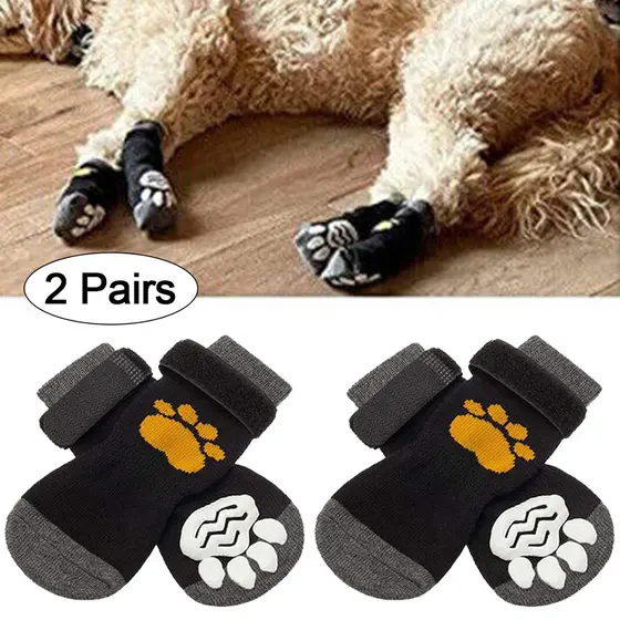 4 Pçs Bonito Cão De Estimação Meias Antiderrapante Gatos Filhote De Cachorro Sapatos Protetor De Pata Pé Cobre Cinta De Apertos Fortes