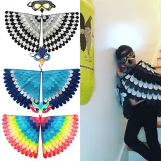 Crianças Animal Asas De Pássaro Manto Conjunto Meninas Traje Pavão Papagaio Feltro Cosplay Trajes De Halloween Asa Borbo
