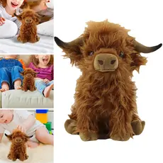 Highland Pelúcia Vaca Animal De Touro Realista Macio Fofinho Fazenda Brinquedo Plushie Decoração Do Quarto Casa Presente
