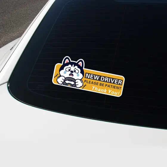 Novo motorista iniciante motorista adesivo de carro novato na estrada estagiário sinal adesivo de carro feminino motoris