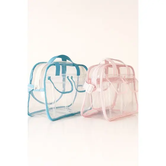 Bolsa Maternidade Transparente Rosa Bebê – Organizador Prático, Moderno e Estiloso