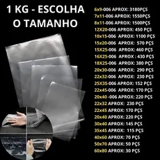 1kg Embalagem Plástica PP Brilhante Transparente Cristal Saquinho Incolor Brilhoso Transparente