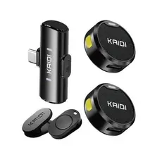 Microfone de Lapela Sem Fio KAIDI KMF4-C – Tipo-C, Maginético e Alta Qualidade de Som Bateria Longa