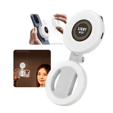 Luz Magnética Mini Ring Light LED Recarregável Portátil para Fotos e Vídeos