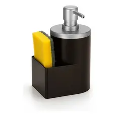 Dispenser Porta Detergente e Bucha 600ml Preto Cromo Fosco Arthi