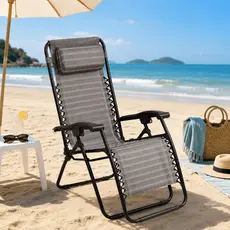 Cadeira De Praia Reclinavel Trançada Mor 120 Kg Deitar Cor Marrom