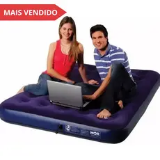 Colchão Inflável Casal Mor com Inflador Embutido Cama Extra Camping Multiuso Azul 409072