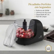 Mini Processador de Alimentos Mallory 150W 350ml Triturador Elétrico para Alho Cebola e Temperos