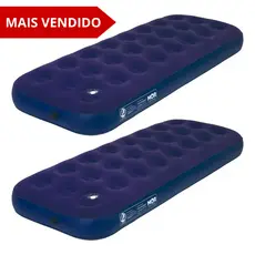 KIT 2 PEÇAS Colchão Inflável Solteiro Mor Inflador Embutido Kit Reparo Cor Azul-marinho