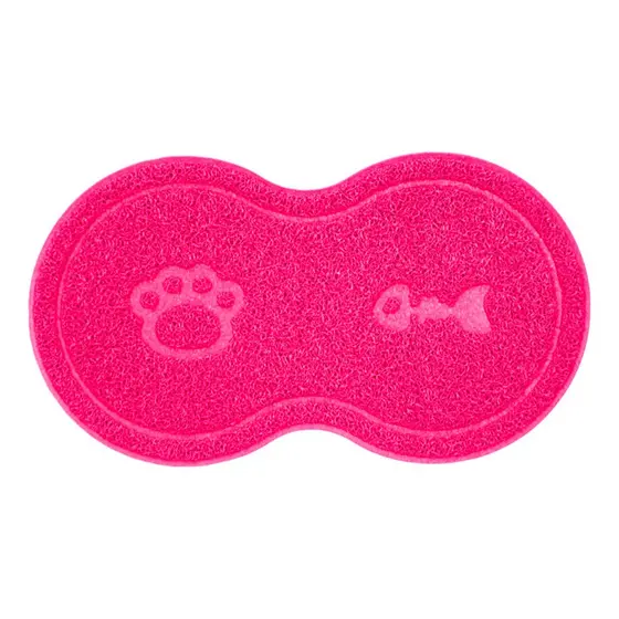 TAPETE PET VINILICO 46X26CM COMIDA/AGUA GATO ROSA