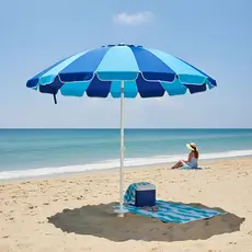 Guarda-Sol Praia Mor Sky 2,20m Articulável Alumínio FPS 100 Proteção UV Piscina Jardim Camping Azul