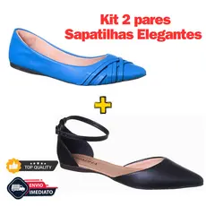Kit 2 Pares Sapatilha E salomé Bico Fino Moda Promoção (140-0002/019-0001)