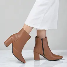 Bota Salto 8 Cm Bico Fino Feminino Confortavel  Cano Médio (002-0002)