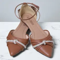 Sapatilha Salomé Tira Strass Bico Fíno Original BRADHA. 019-0006