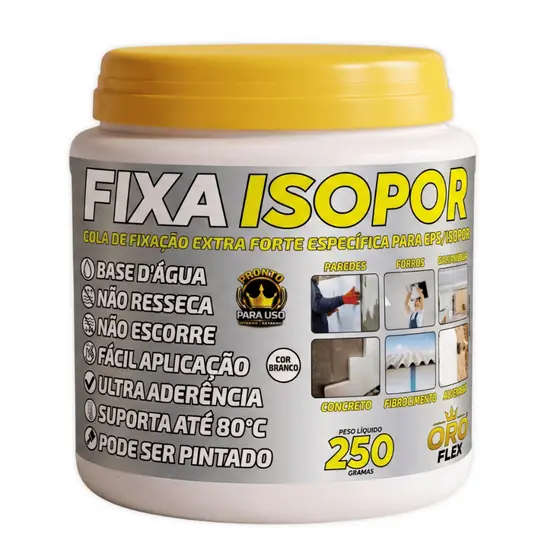 Cola FIXA ISOPOR em Telhas e Paredes sem cheiro Branco Pronto Uso Fácil Aplicação 250GR OROFLEX