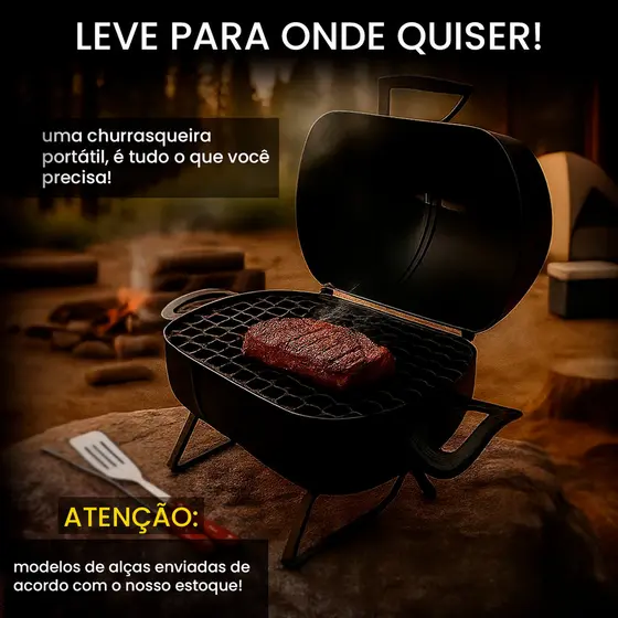 Churrasqueira Móvel Bafinho  Tambor Mini Preta Churrasco Para Apartamento