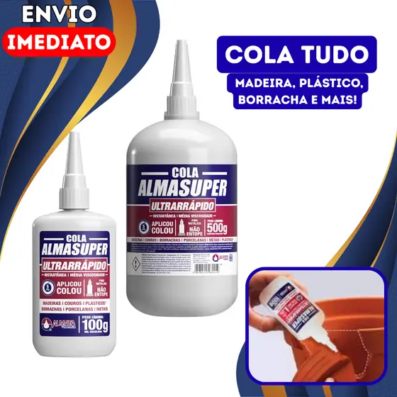 Cola Almasuper Instantanea Ultrarrapida 100g 500g Secagem Rapida Para MDF Madeira Borracha Metal