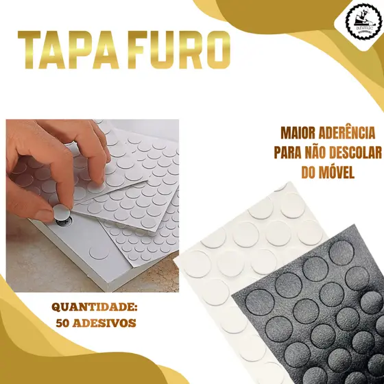 Tapa Furo Adesivo 12mm Cartela 50 Unidades Autocolante Moveis Tapa Parafuso Preto Texturizado Branco