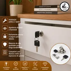 Fechadura Tambor Para Gaveta Armario Renna 22mm 31mm Com Batente Chaves Kit 1 2 3 4 5 A 10 Unidades