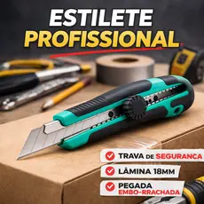 Estilete Profissional Ergonômico 18mm Emborrachado Com Trava De Segurança Lote Estiletes Laminas